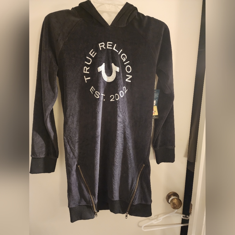 True Religion Black Hoodie Dress Size L girls